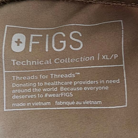 FIGS Scrub Pants Joggers XL/P Tan Technical Collection Elastic Waist Medical - Picture 8 of 10